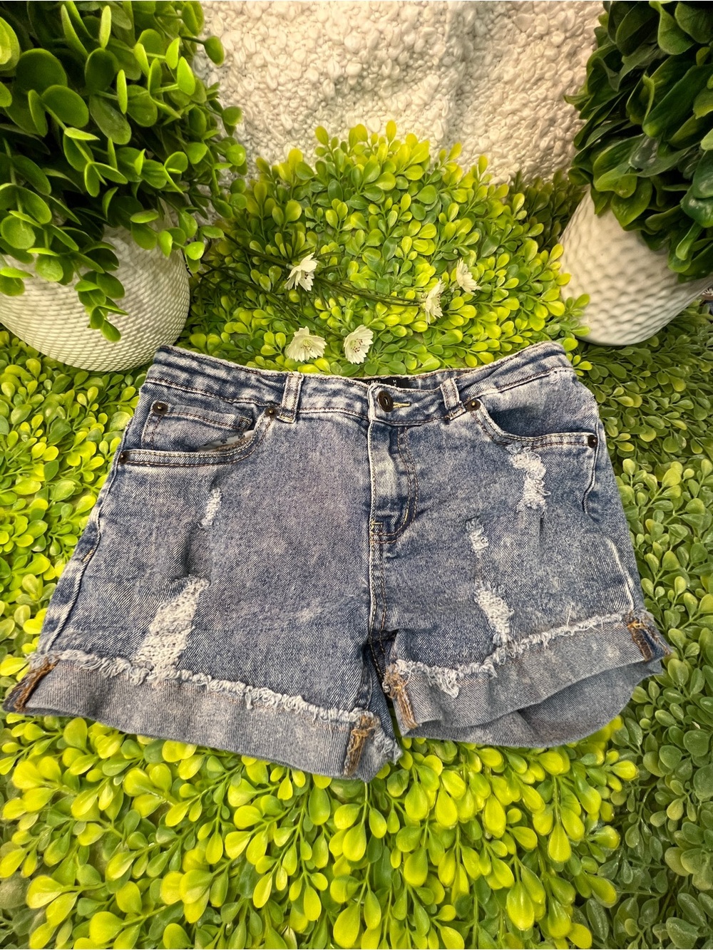Lucky Brand Distressed Light Blue Denim Shorts